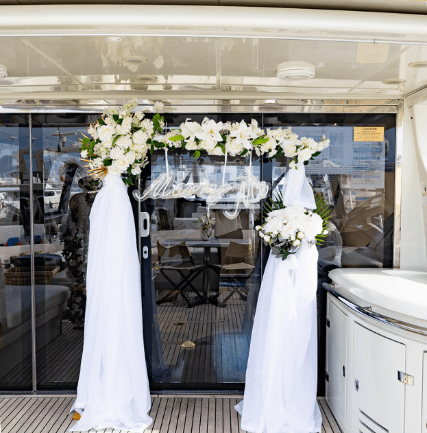 Arch Flower Stand & Neon Lights